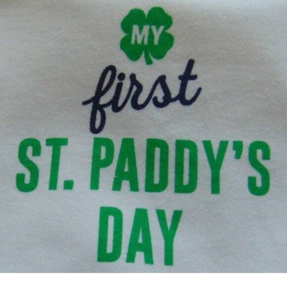 Baby Carters St. Patrick's Day Baby Bib "My First St. Paddy's Day" Green & White - Picture 3 of 5
